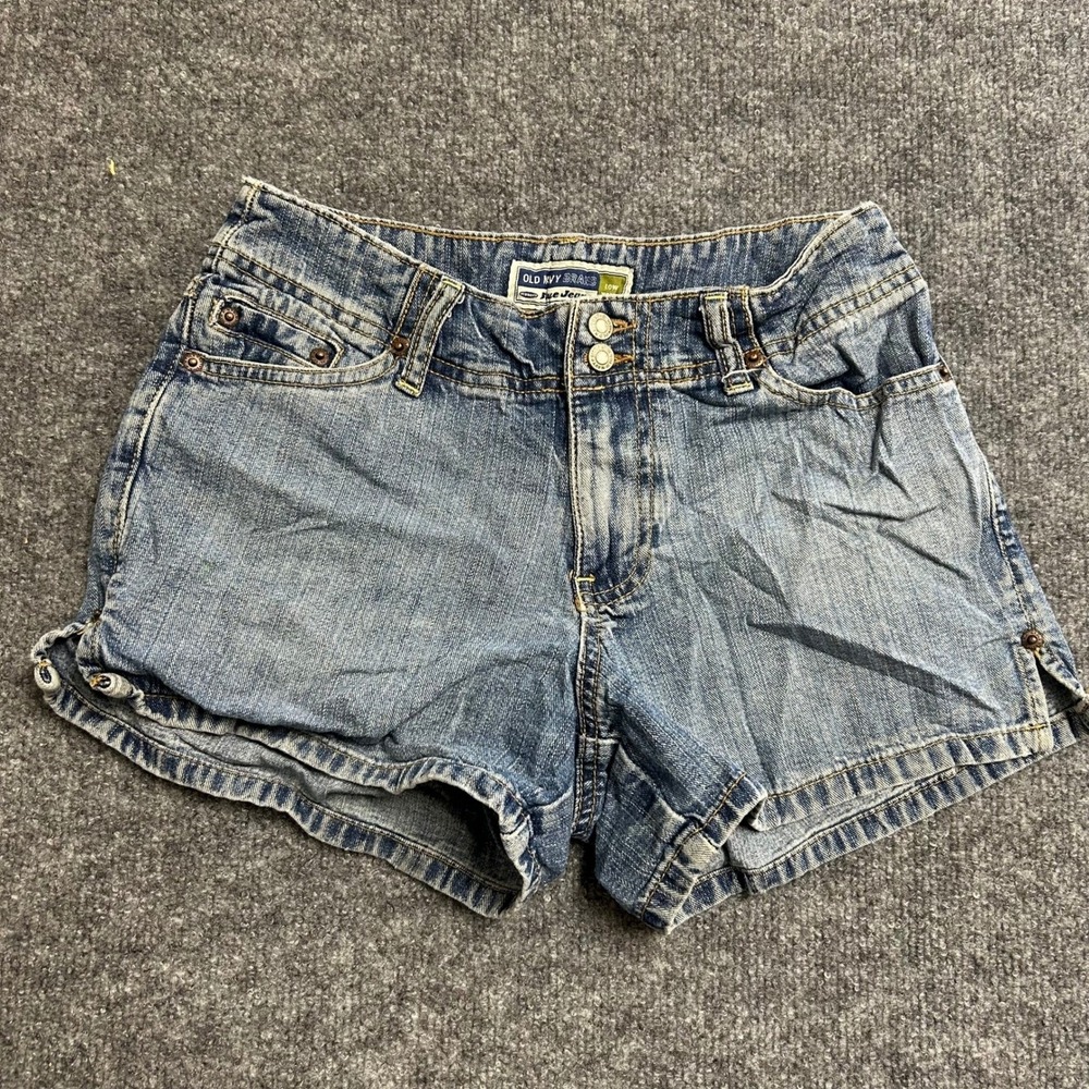 Old Navy Denim Shorts Womens Size 0 Blue Low Rise Casual Cotton Side Slit Mini